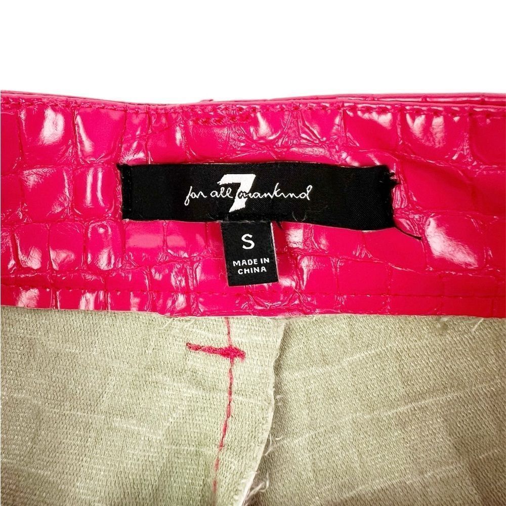 7‎ For All Mankind 7FAM Pink Croc Faux Leather High Waisted Dress Shorts Small - Picture 6 of 8
